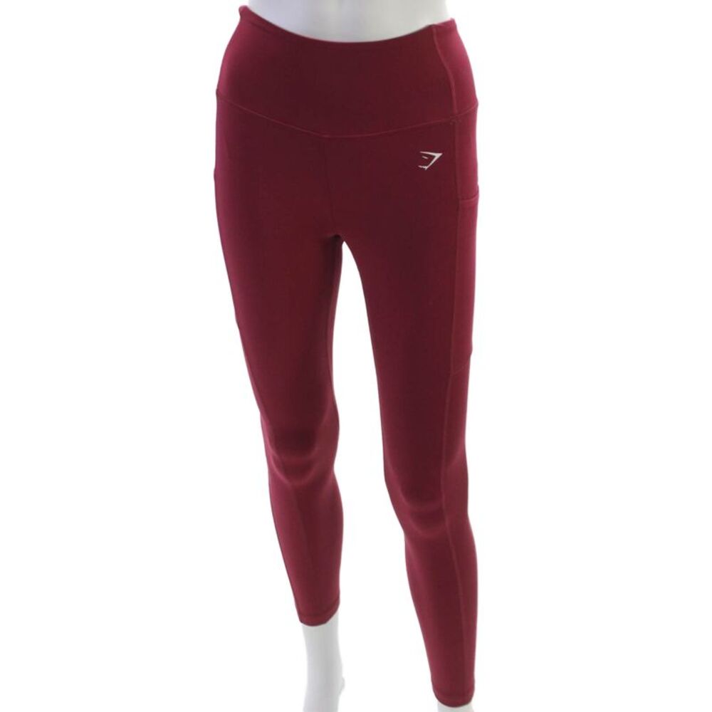 GYMSHARK Womens Red Ankle Leggings Recycled Polyester Elastane Size XS